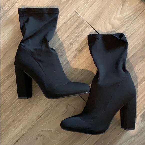 black sock boots round toe